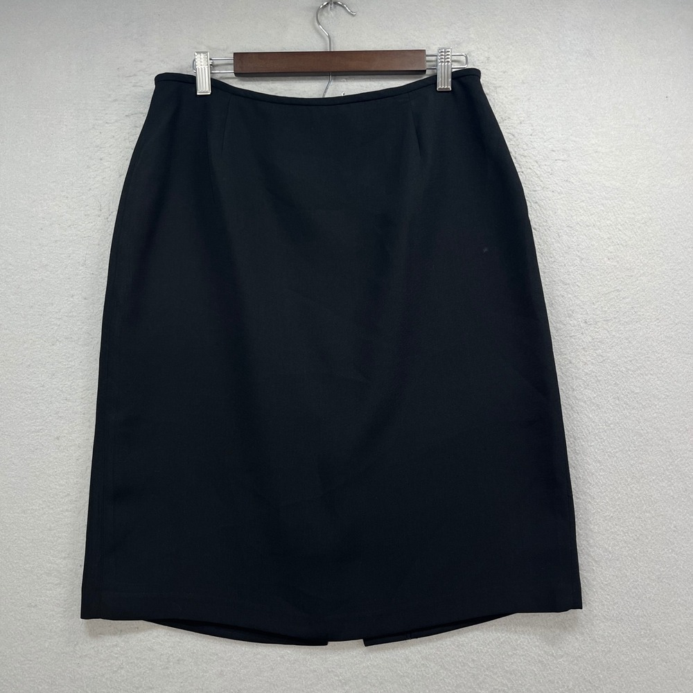 Isabella Womens Pencil Skirt 12 Black Formal Knee Length Back Slit Career Office